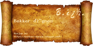 Bekker Ágnes névjegykártya